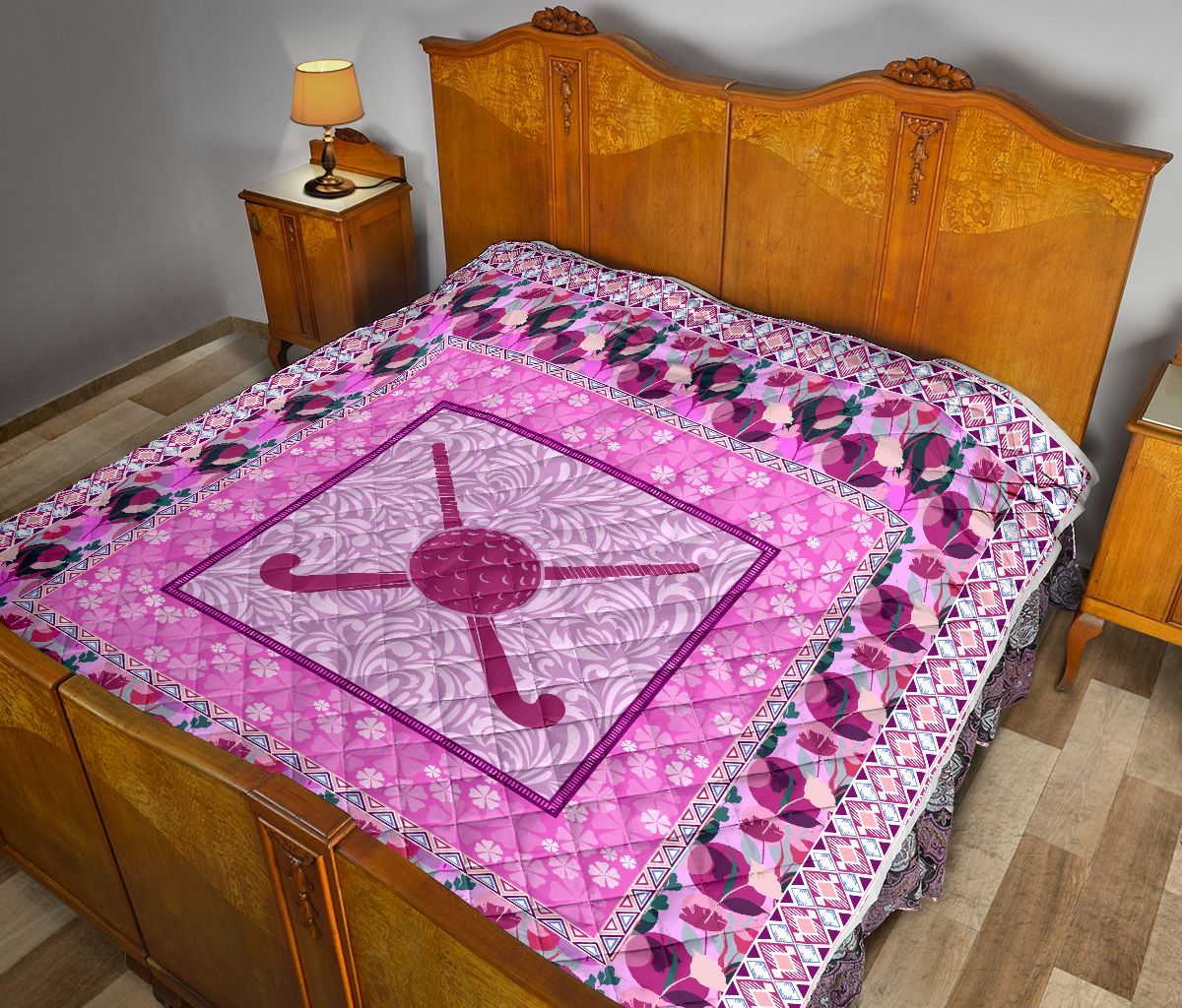 Hockey Flower Pink Quilt Blanket Dhc1312672Dd