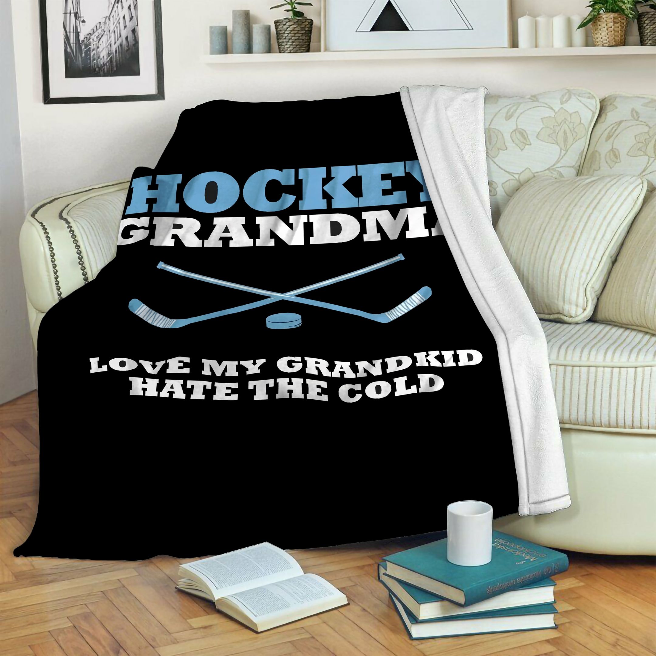 Hockey Grandma Hooded Fleece Blanket