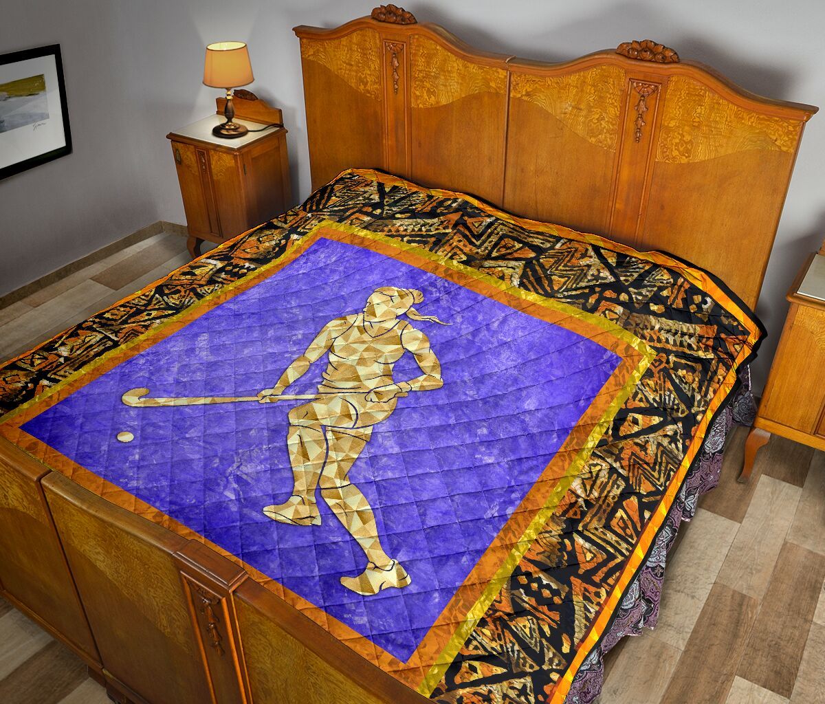 Hockey Motifs Pattern Quilt Blanket Dhc1312714Dd