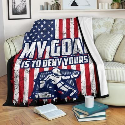 Hockey My Goal Is To Deny Yours Sherpa Fleece Blanket