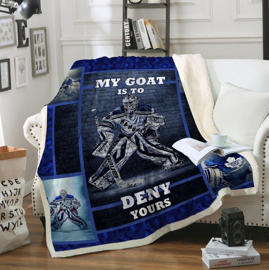 Hockey My Goat Is To Deny Yours Sherpa Fleece Blanket