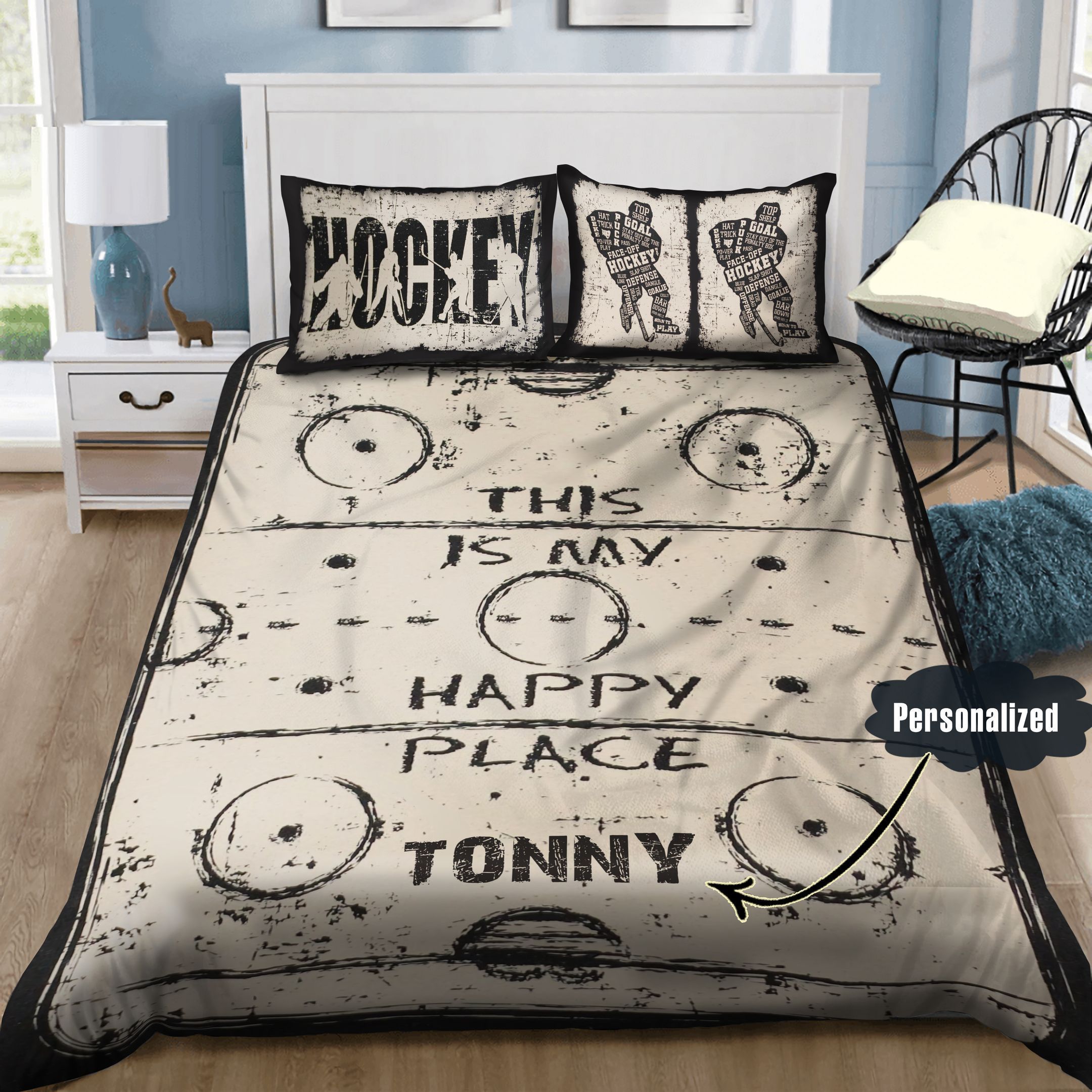 Hockey Personalized Bedding Set