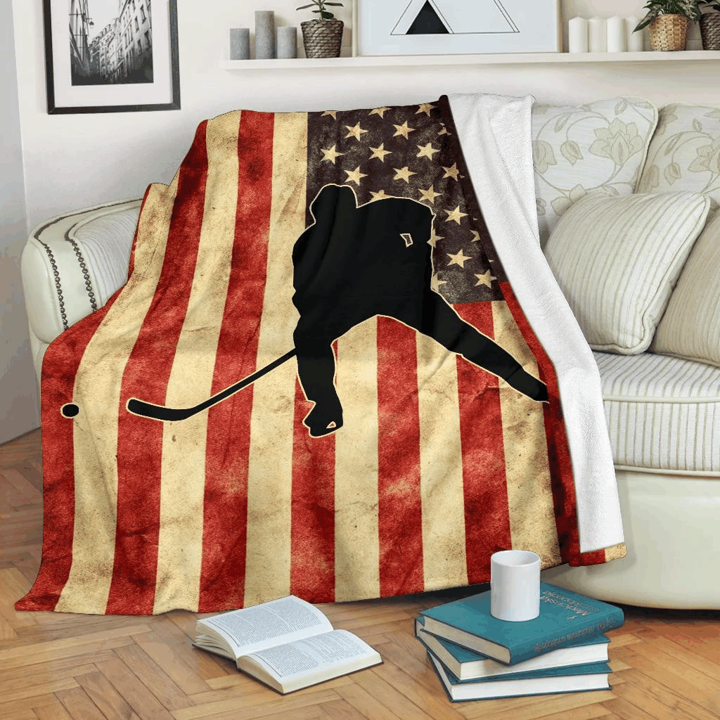 Hockey Player Sherpa Fleece Blanket