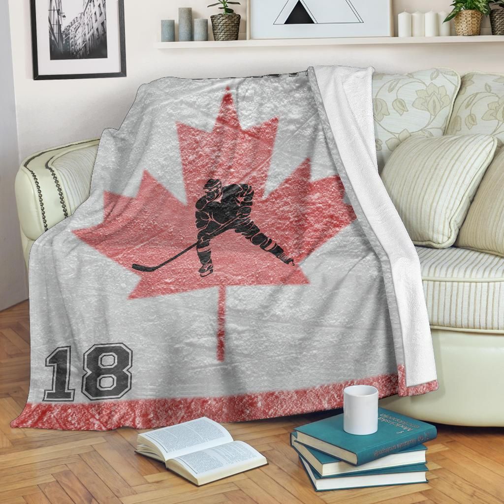 Hockey Player Sherpa Fleece Blanket