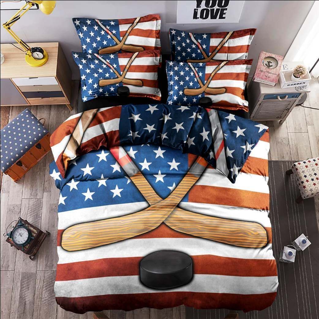 Hockey US Flag Bedding Set
