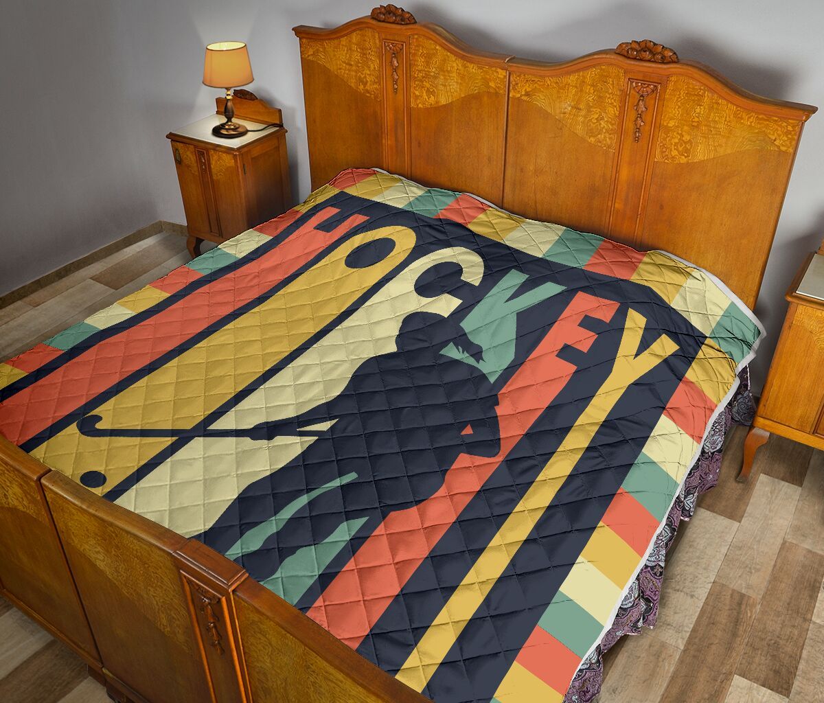 Hockey Vintage Color Quilt Blanket Dhc1312830Dd