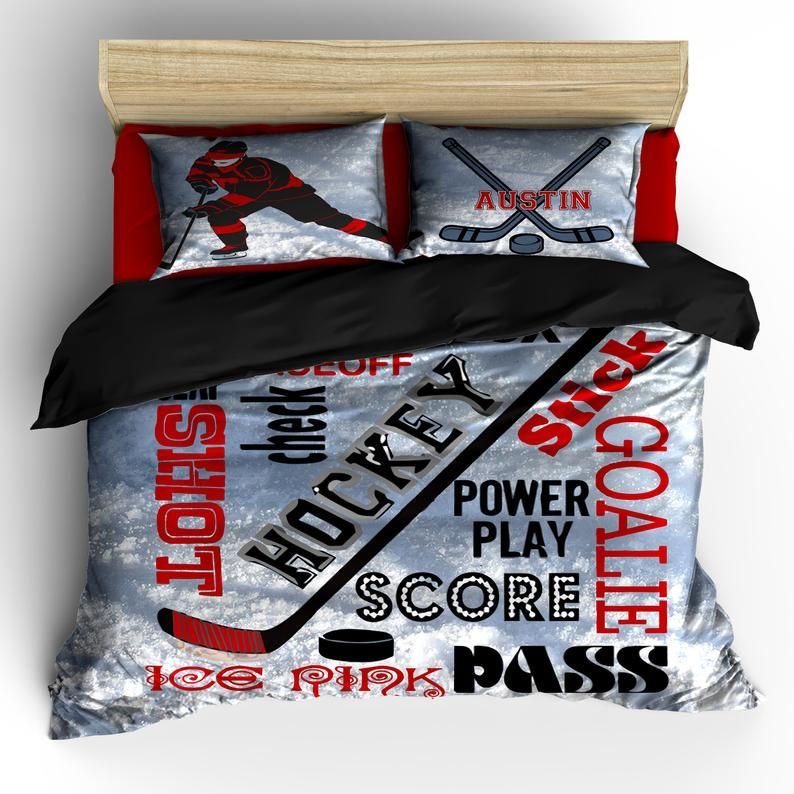 Hockey Words Bedding Set