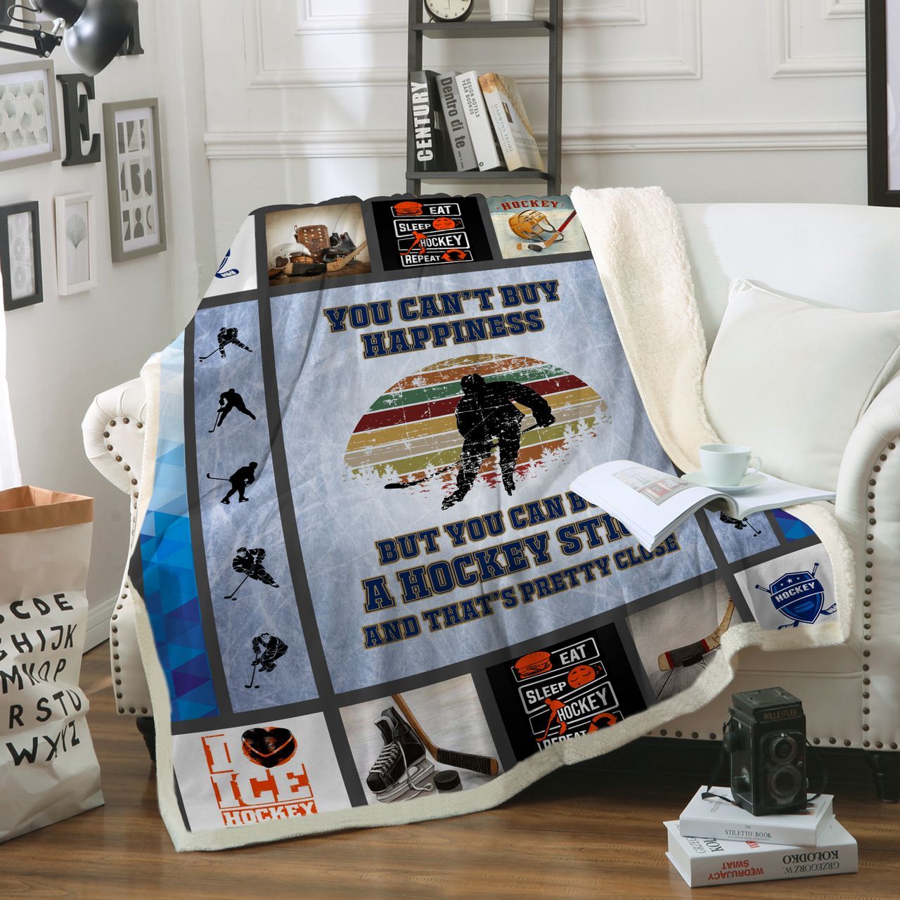Hockey You Can Buy A Hockey Stick Sherpa Fleece Blanket