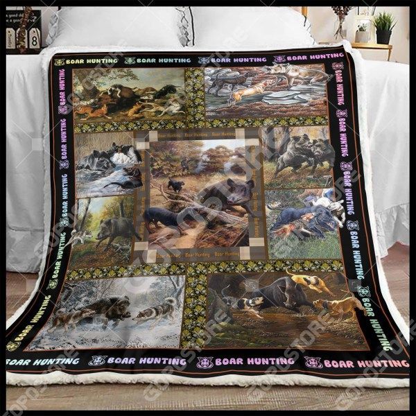 Hog Hunter Boar Hunting Art Sherpa Fleece Blanket