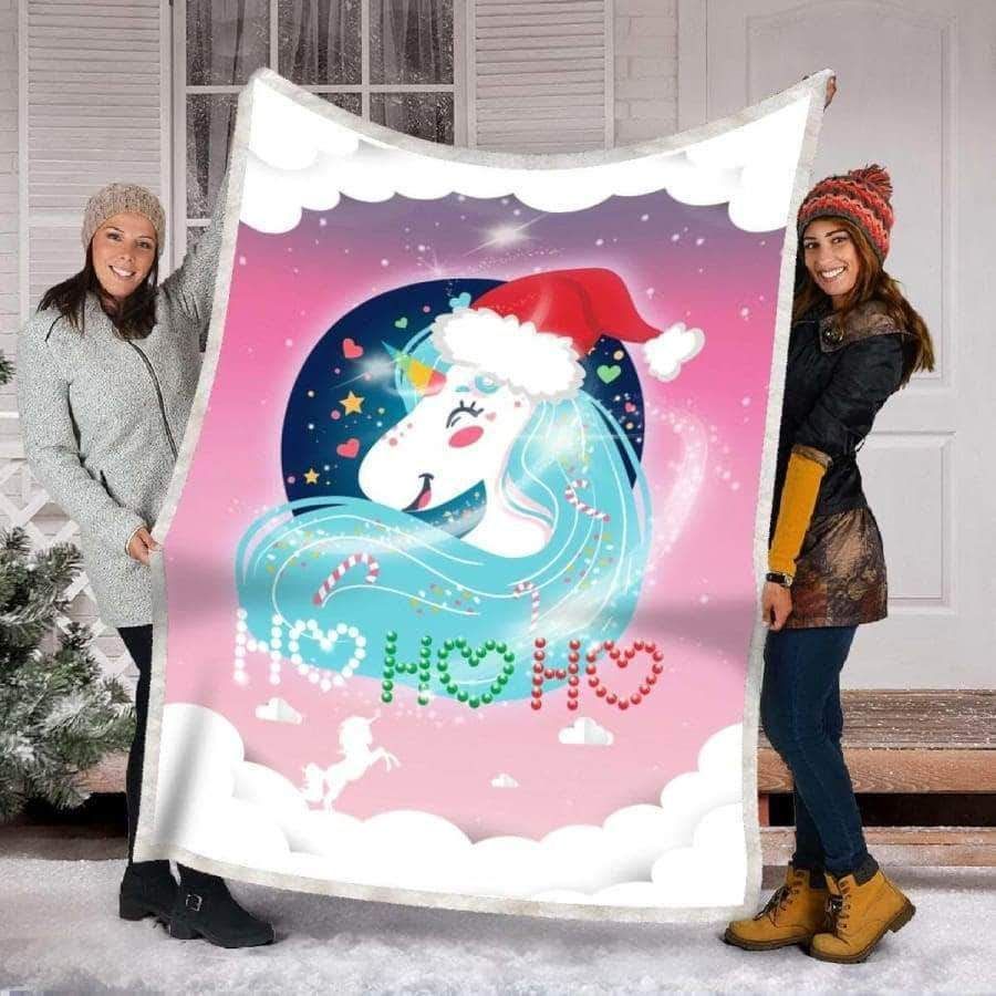 Hohoho Unicorn Premium Sherpa Fleece Blanket