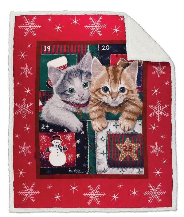 Holiday Cat Sherpa Fleece Blanket