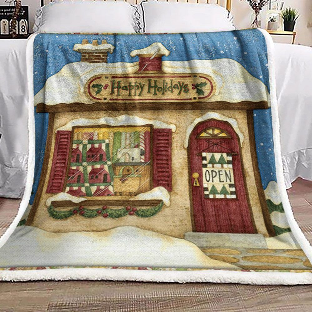 Holiday House Christmas Sherpa Fleece Blanket