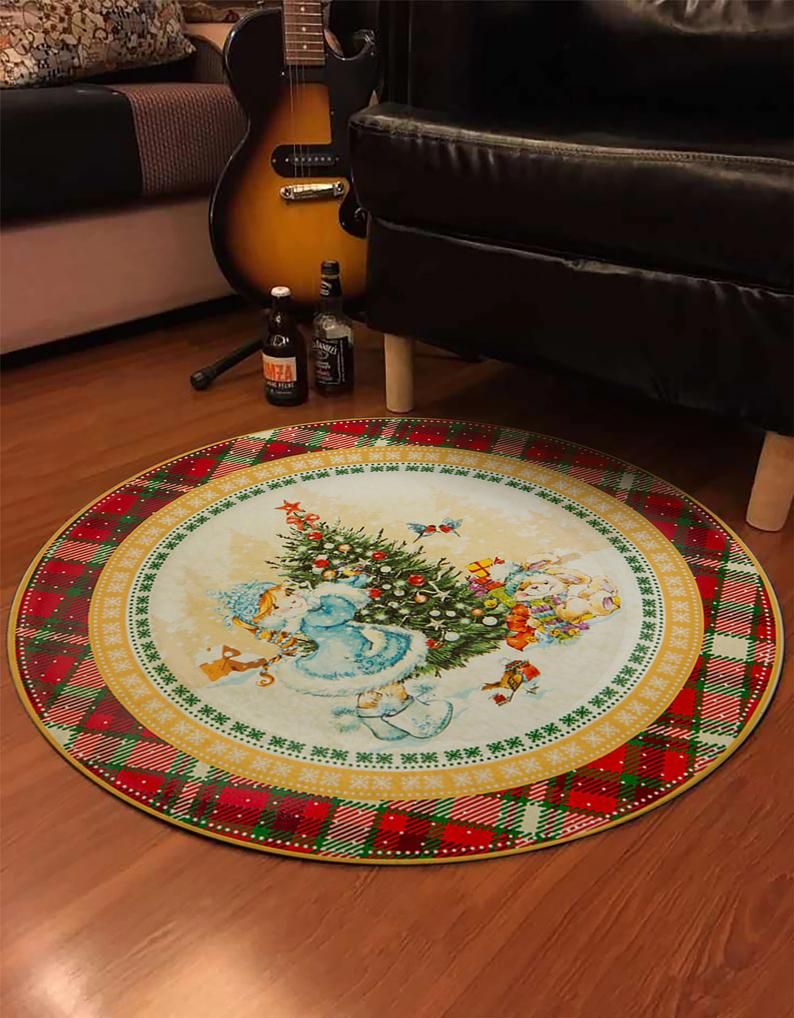 Holiday Snowman Round Carpet
