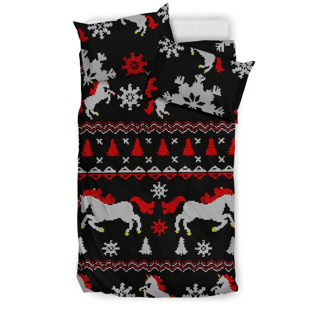 Holiday Unicorn Funny Ugly Christmas Bedding Set