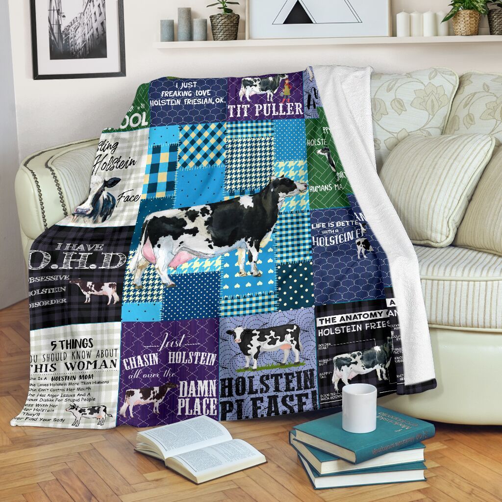 Holstein Cow Sherpa Fleece Blanket