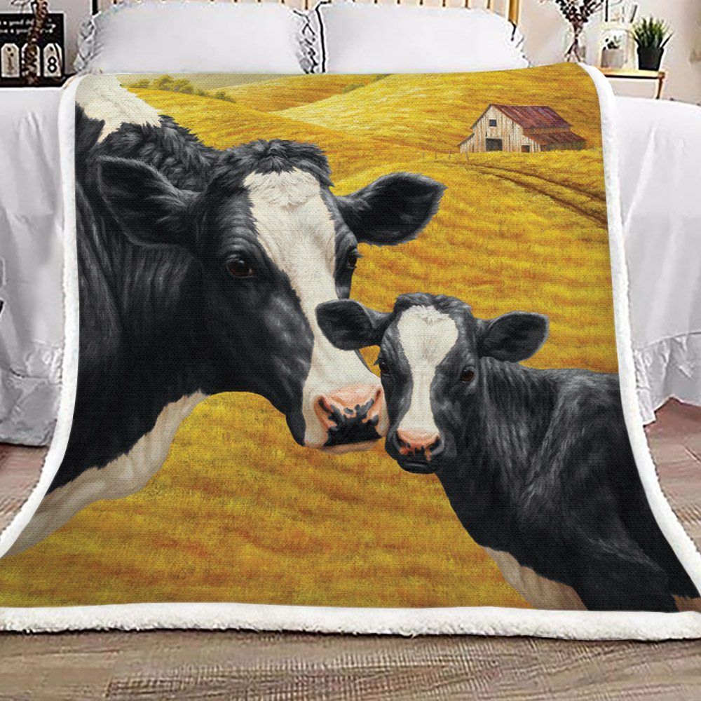 Holstein Cow Farm Sherpa Fleece