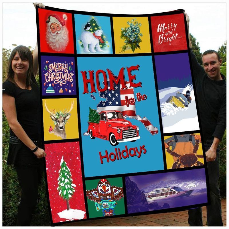 Home For Christmas Alaska Sherpa Fleece Blanket