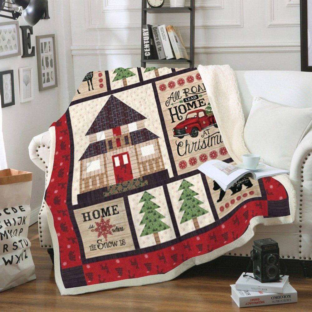 Home For Christmas Sherpa Fleece Blanket