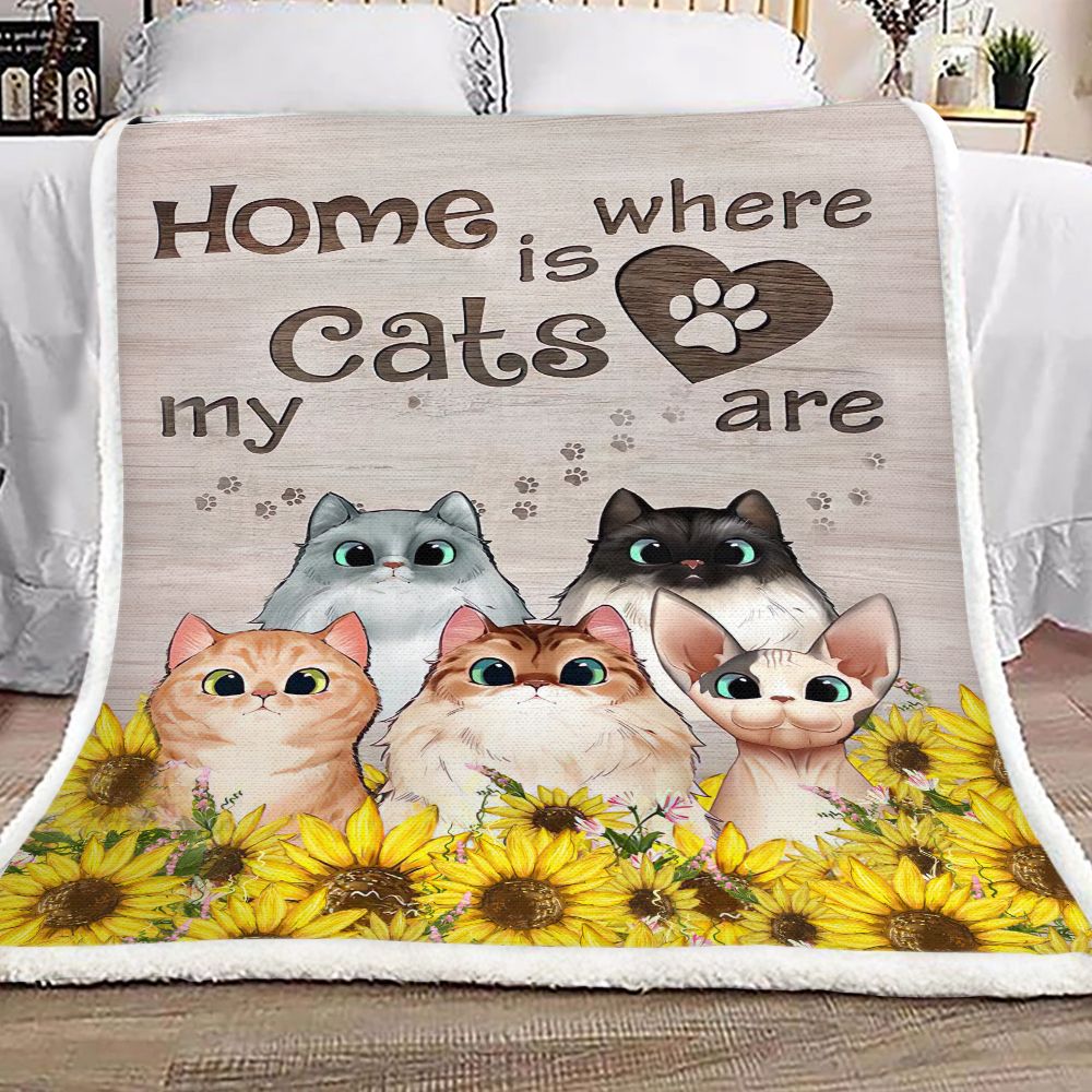 Home Is Where My Cats Are Fleece Blanket