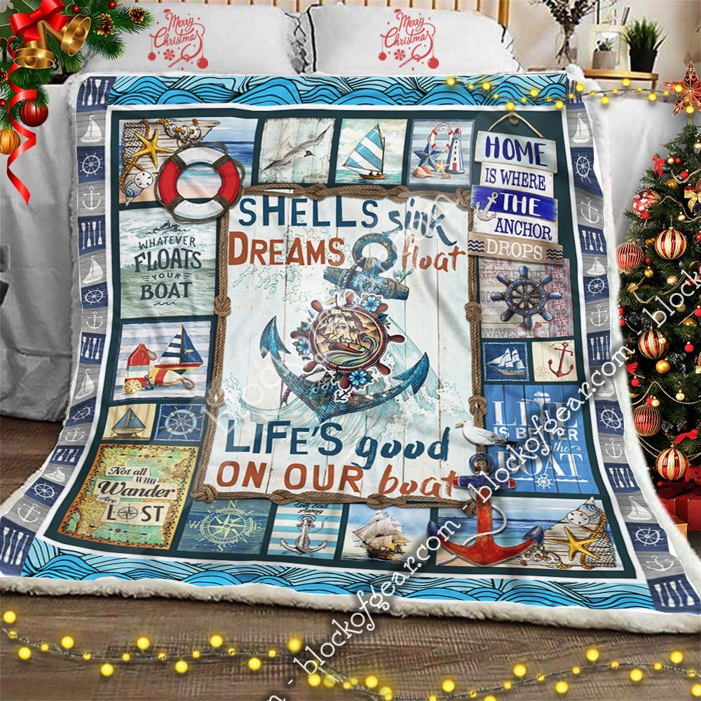 Home Is Where The Anchor Drops Boating Sherpa Fleece Blanket