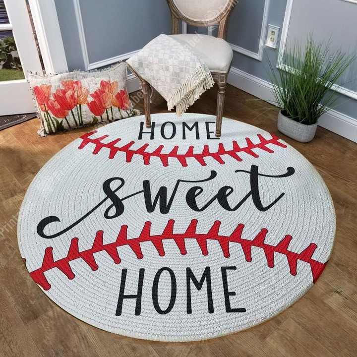 Home Sweet Home Baseball Round Carpet