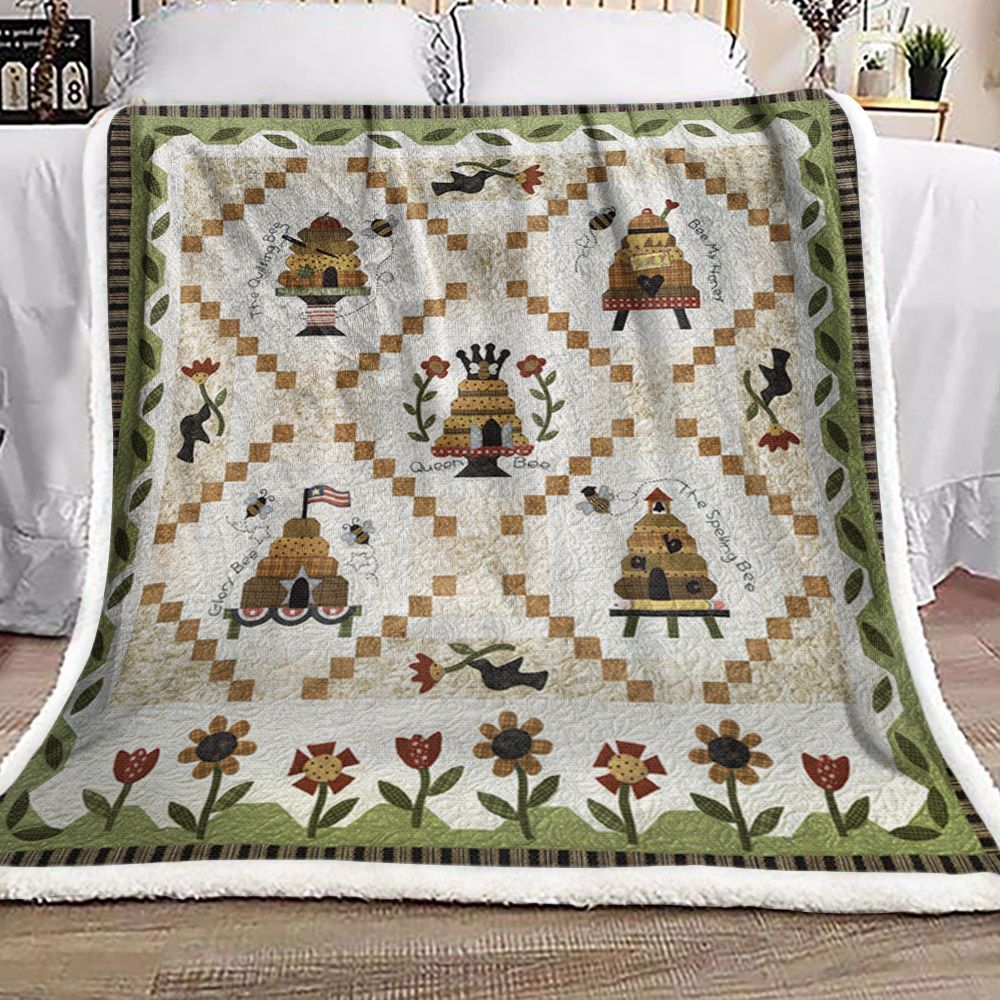 Honey Bee Sherpa Fleece Blanket