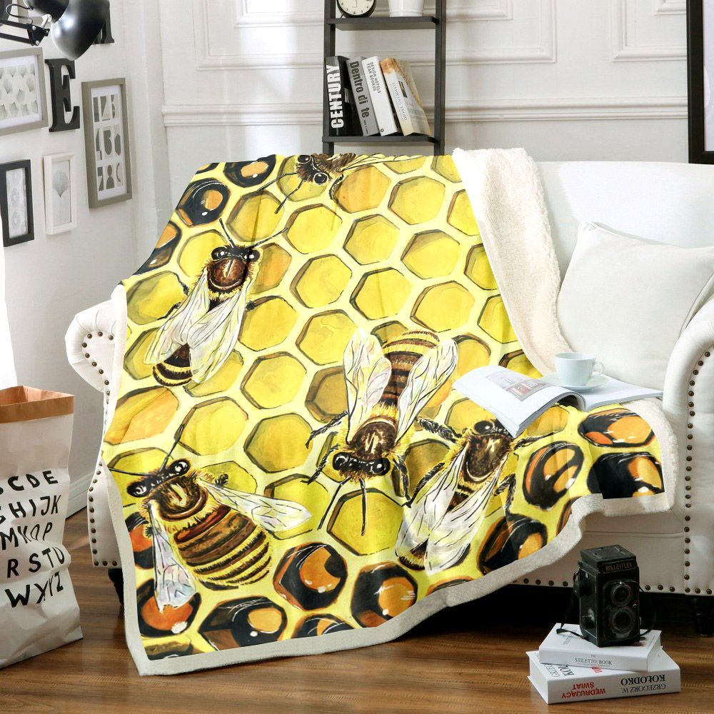 Honey Bee Sherpa Fleece Blanket