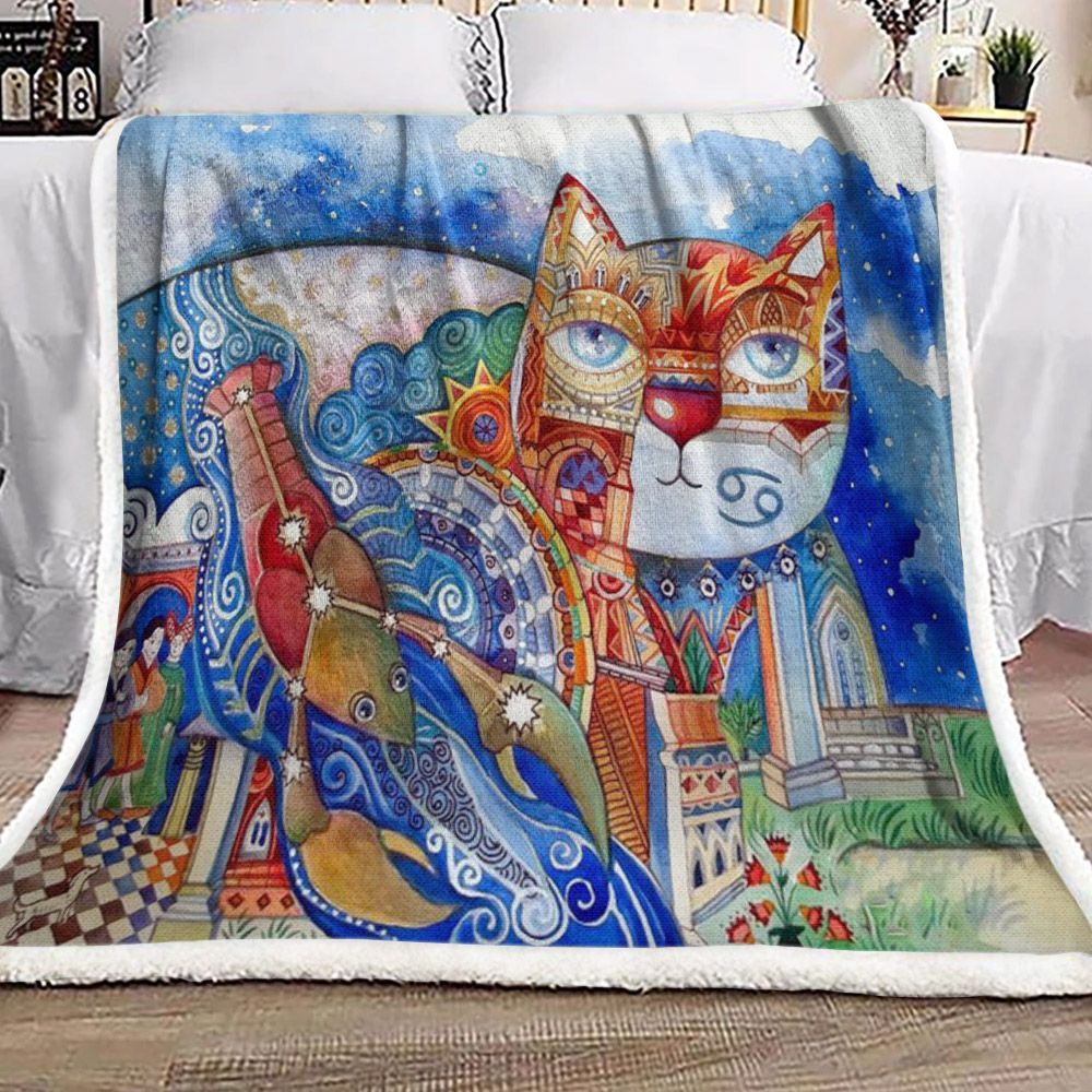 Horoscope Cat Sherpa Fleece Blanket