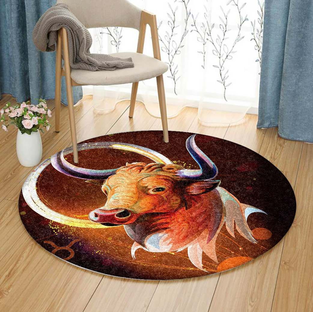 Horoscope Signs Taurus Round Carpet