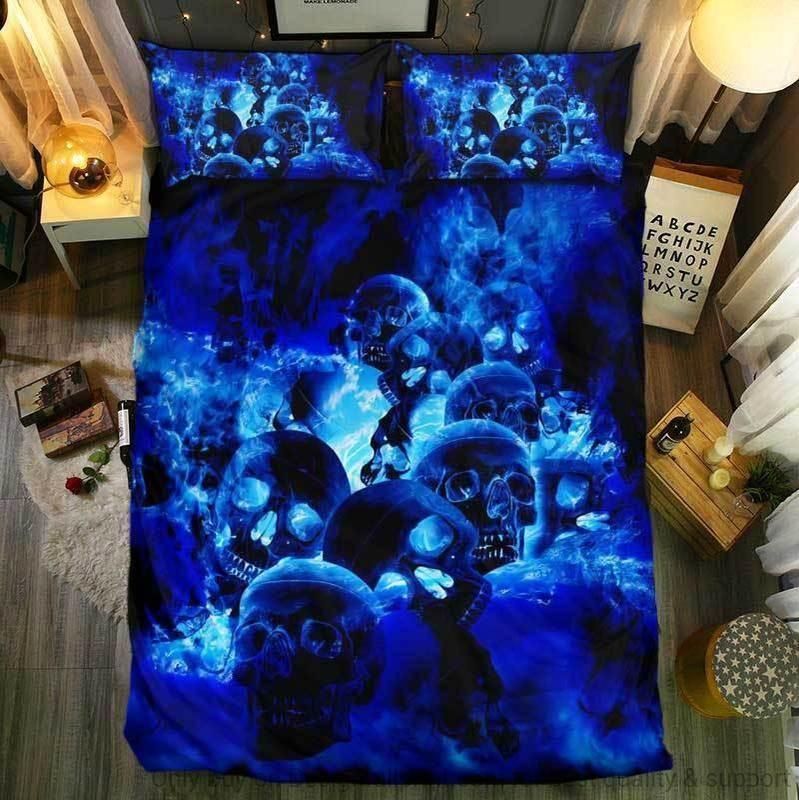 Horror Special Blue Skull Bedding Set