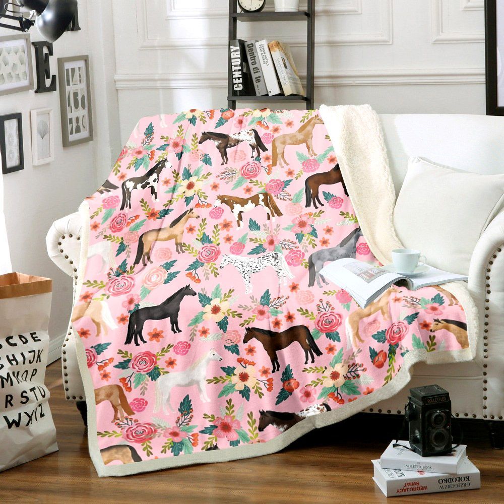 Horse Sherpa Fleece Blanket