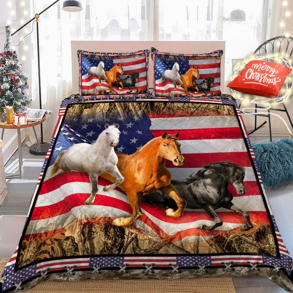 Horse America Flag Bedding Set