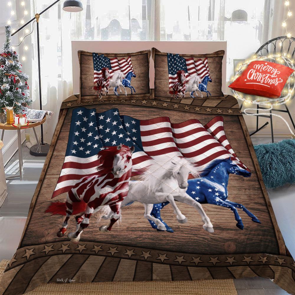 Horse America Flag Bedding Set