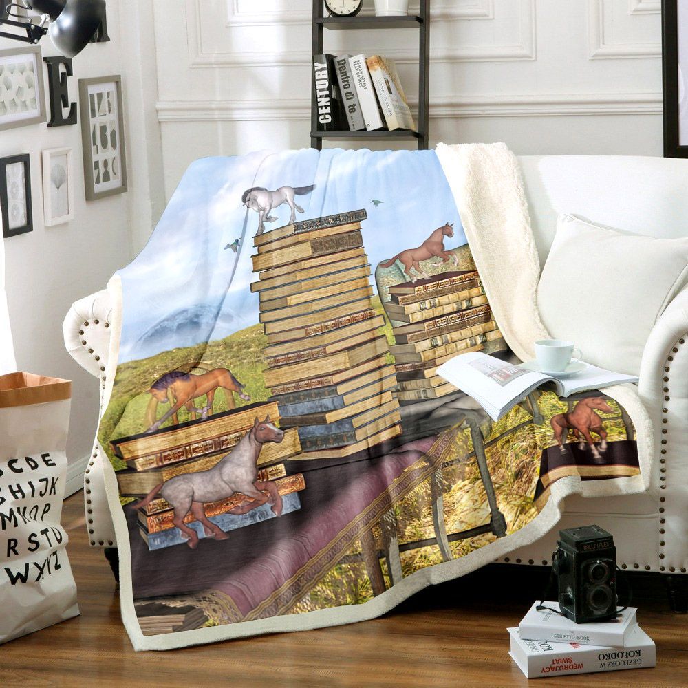 Horse And Book Sherpa Fleece