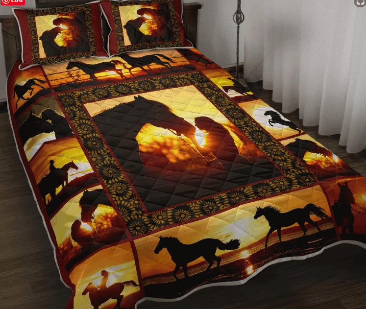 Horse And Girl Flower Bedding Set