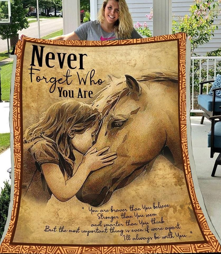 Horse And Girl Never Forget Sherpa Fleece Blanket