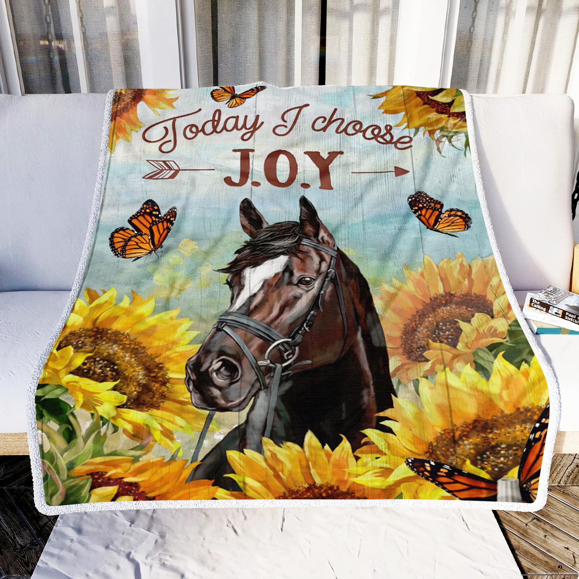 Horse And Sunflower Fleece Blanket