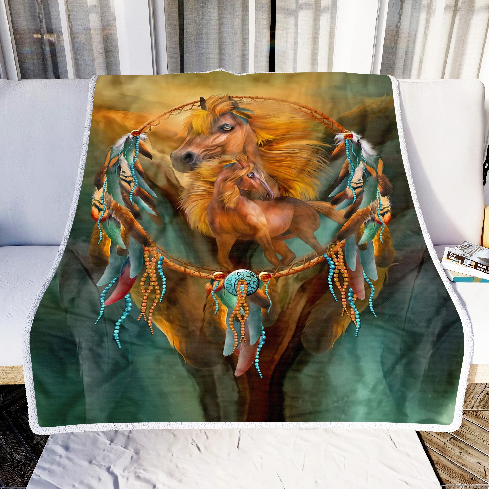 Horse Art Dreamcatcher Fleece Blanket