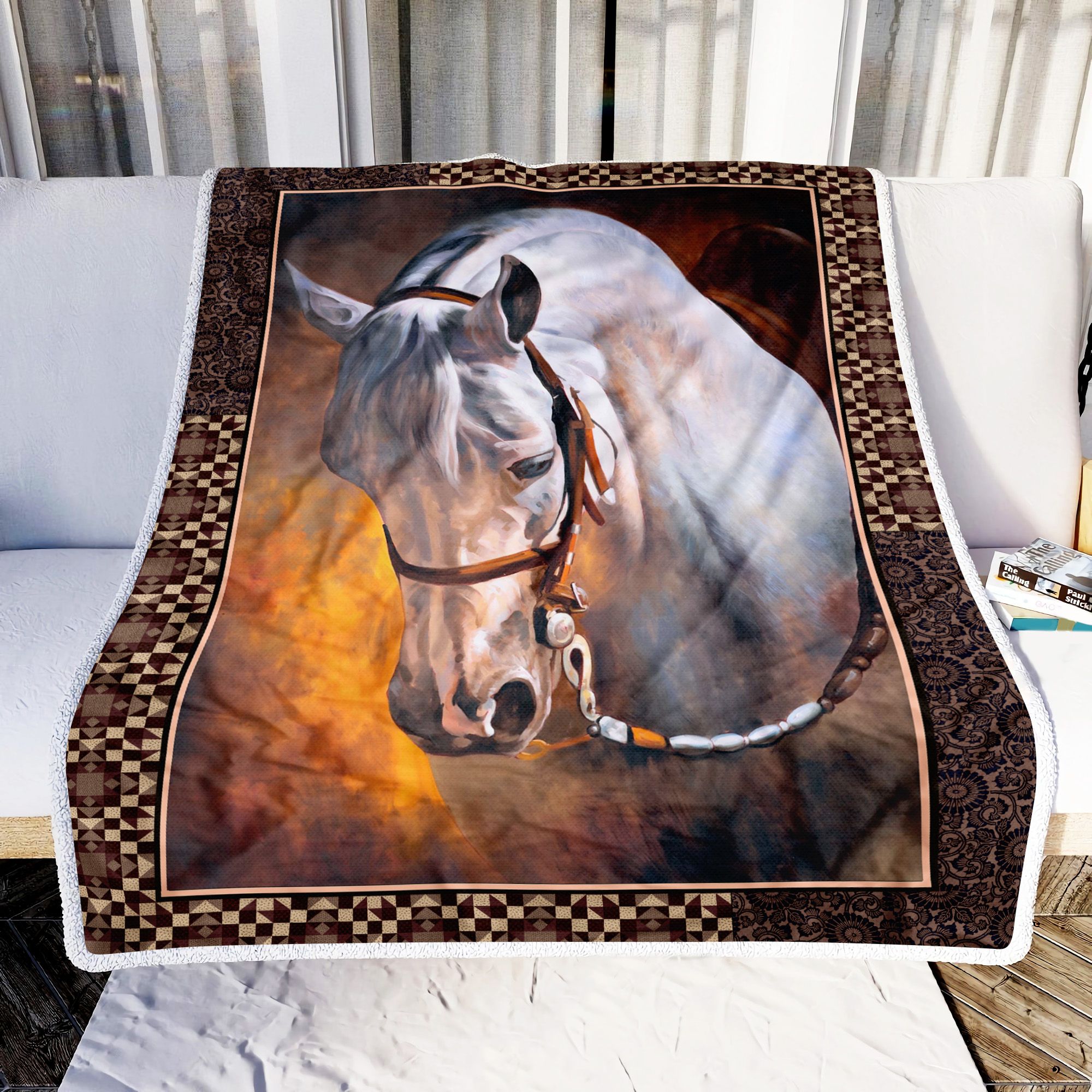 Horse Art Vintage Fleece Blanket
