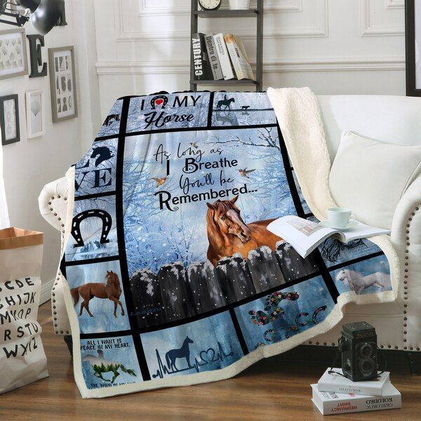 Horse As Long As I Breathe Sherpa Fleece Blanket