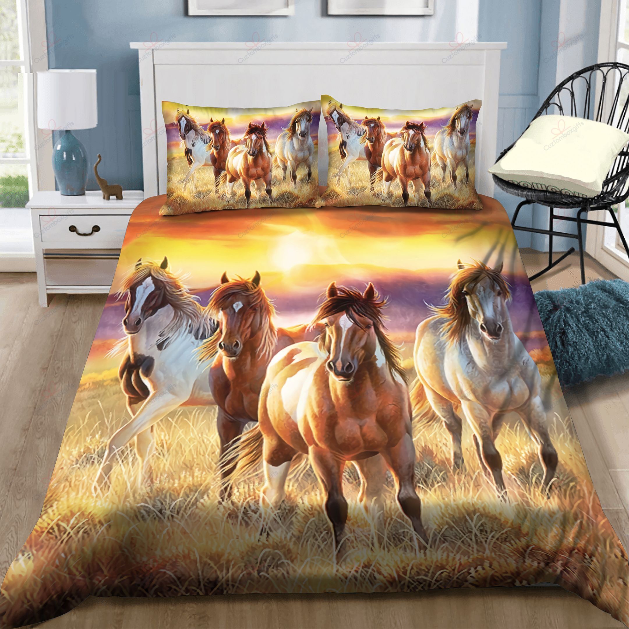 Horse At Sunset Bedding Set