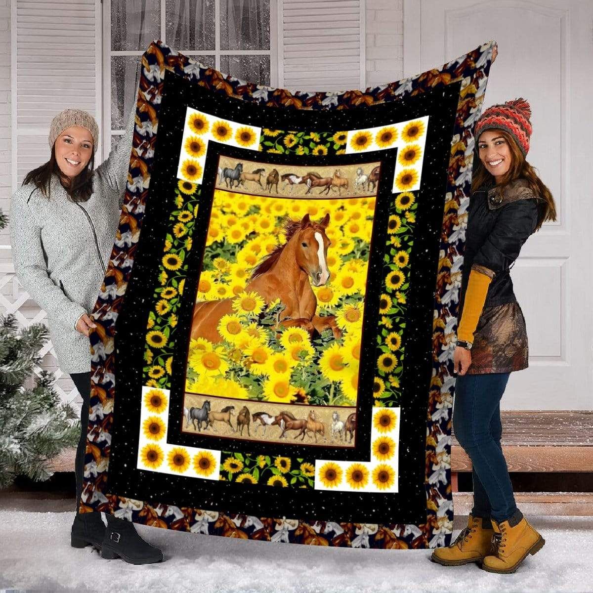 Horse Baby Sunflower Fleece Blanket