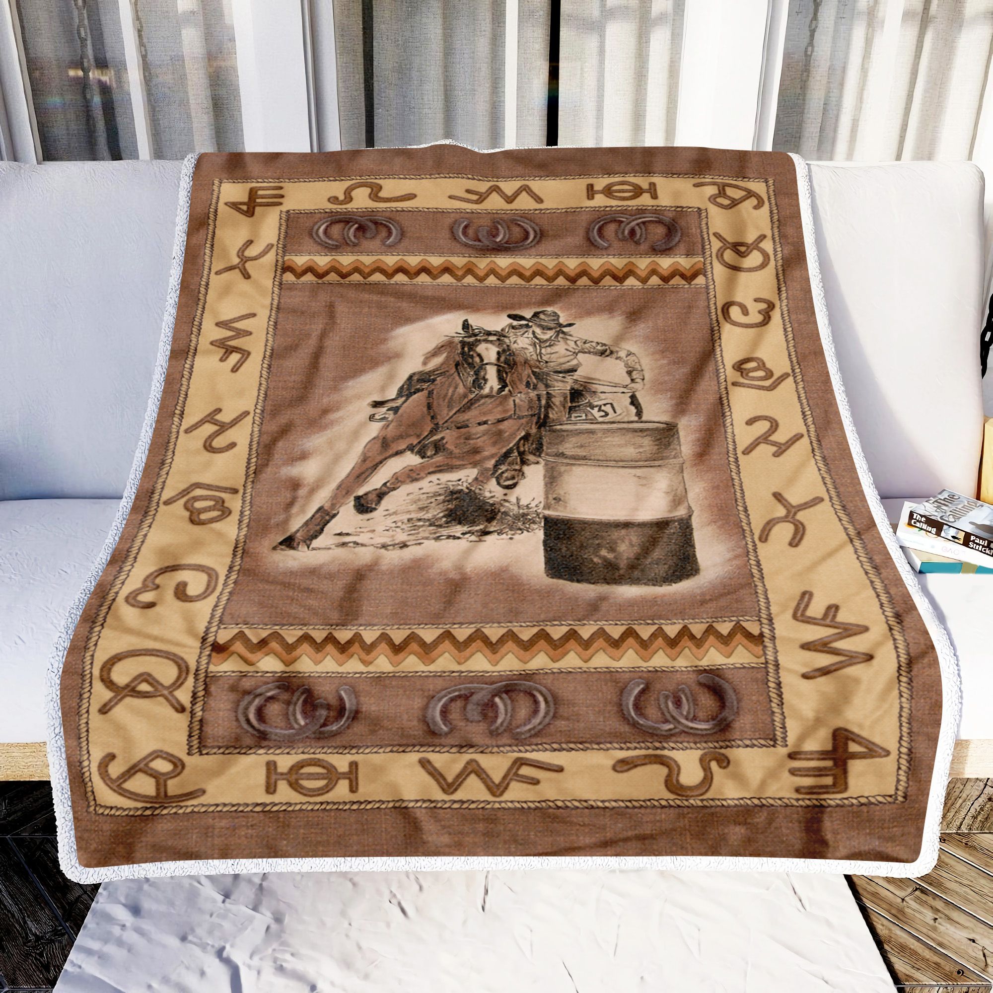 Horse Barrel Racer Fleece Blanket