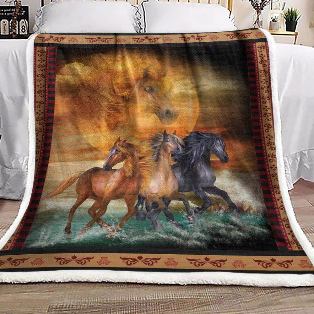 Horse Sherpa Fleece Blanket