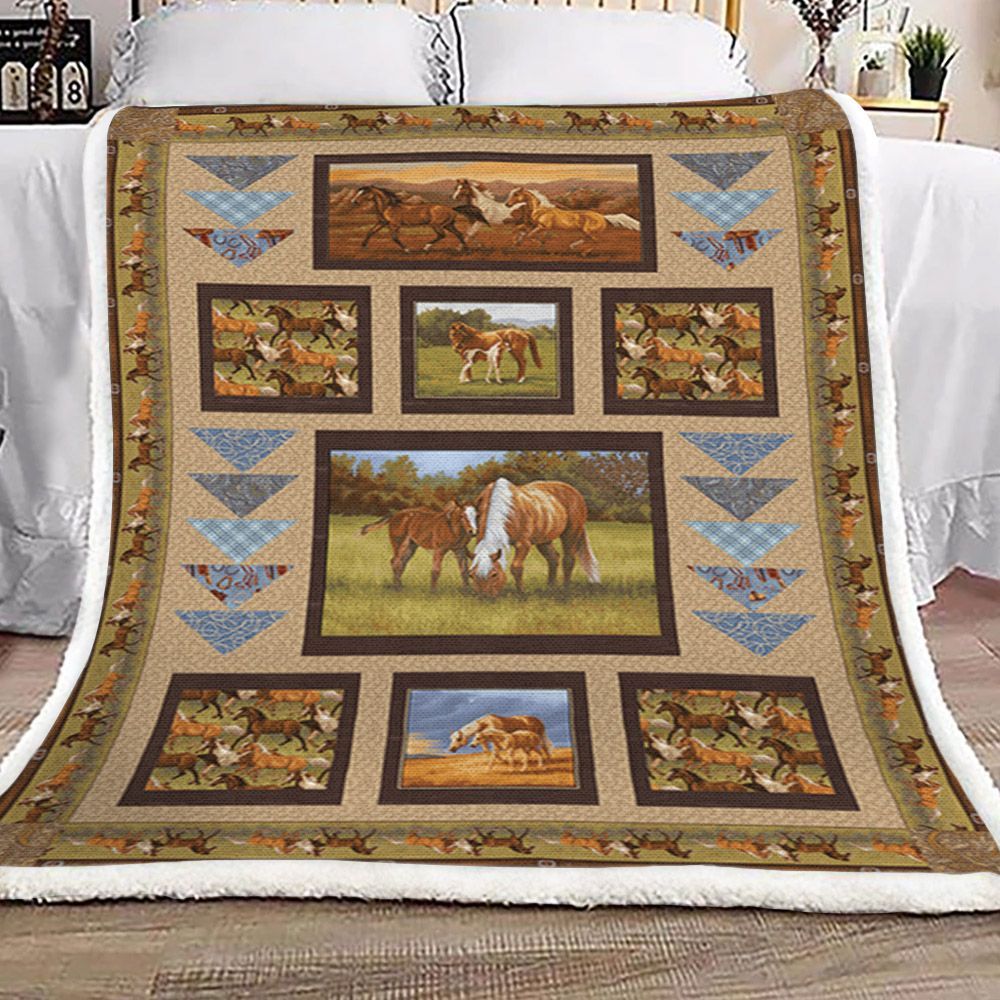 Horse Sherpa Fleece Blanket