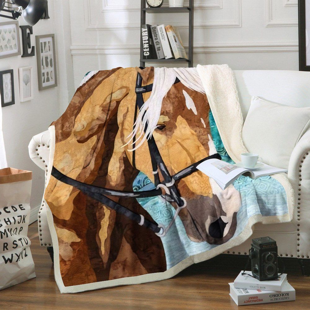 Horse Sherpa Fleece Blanket