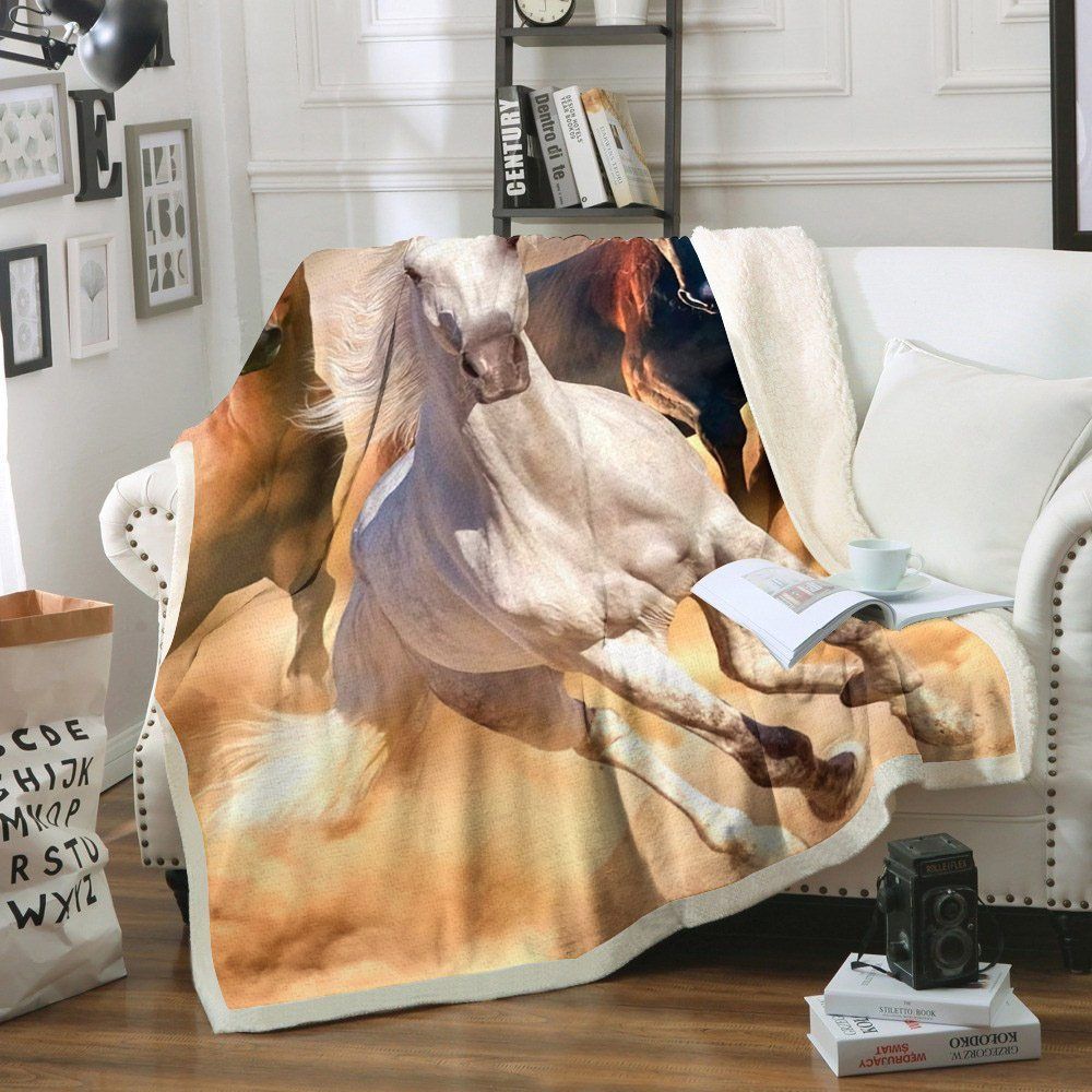 Horse Sherpa Fleece Blanket
