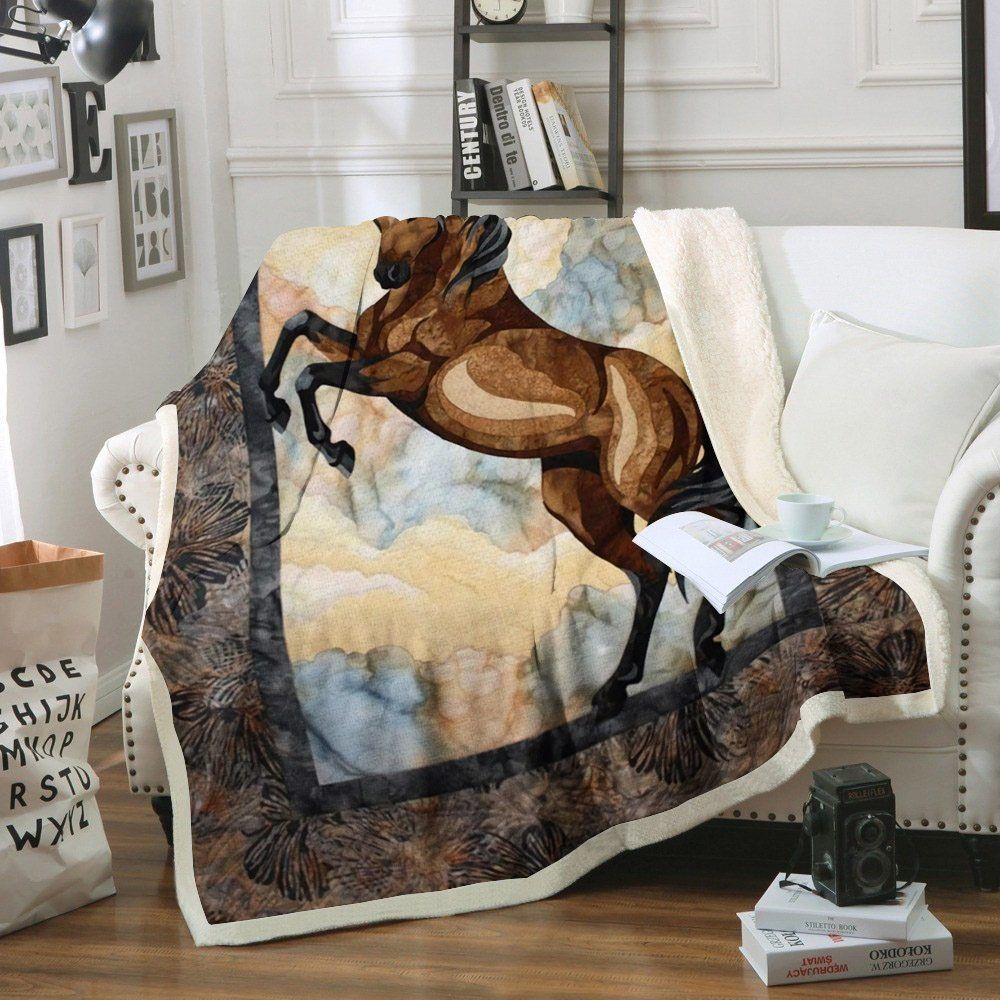Horse Sherpa Fleece Blanket