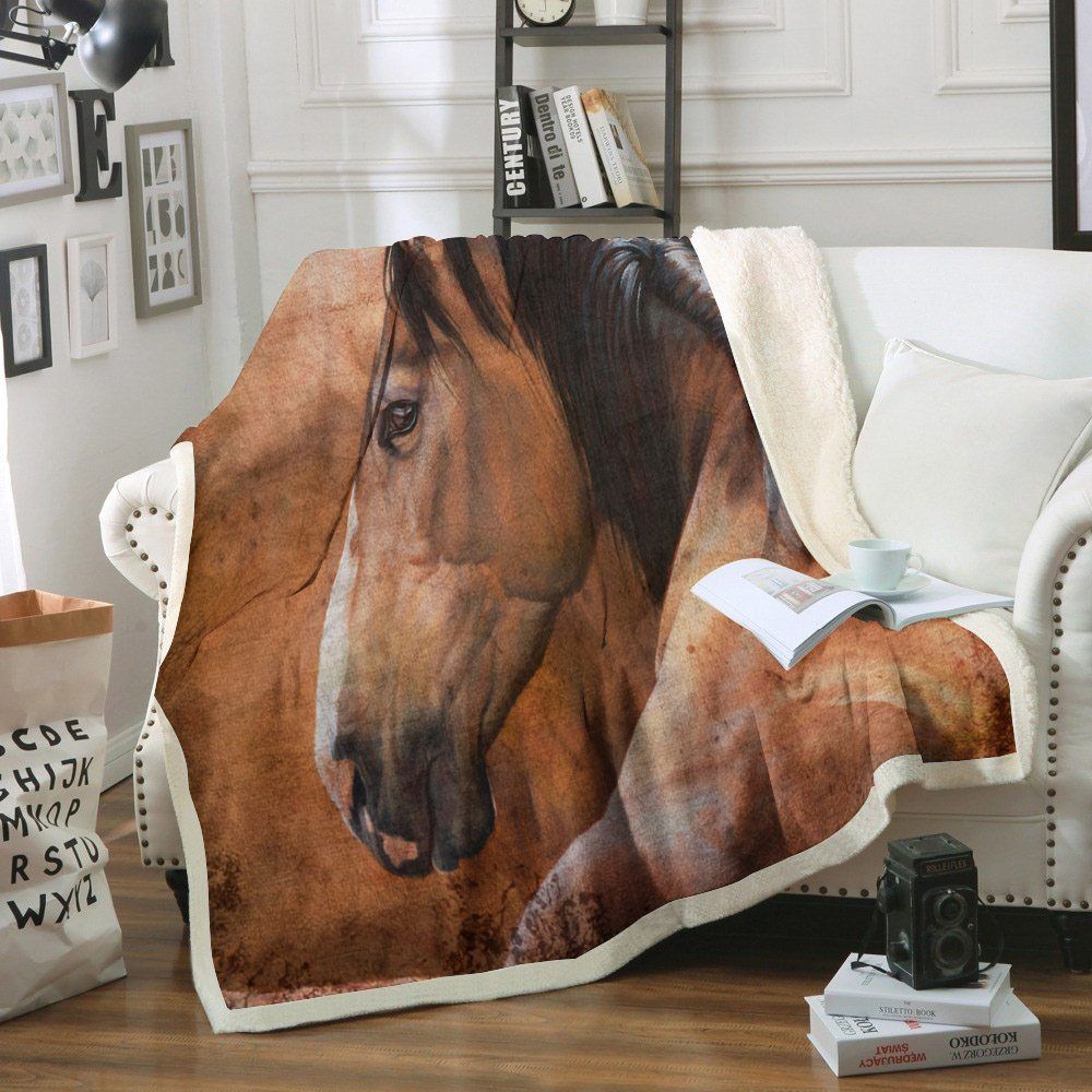 Horse Sherpa Fleece Blanket