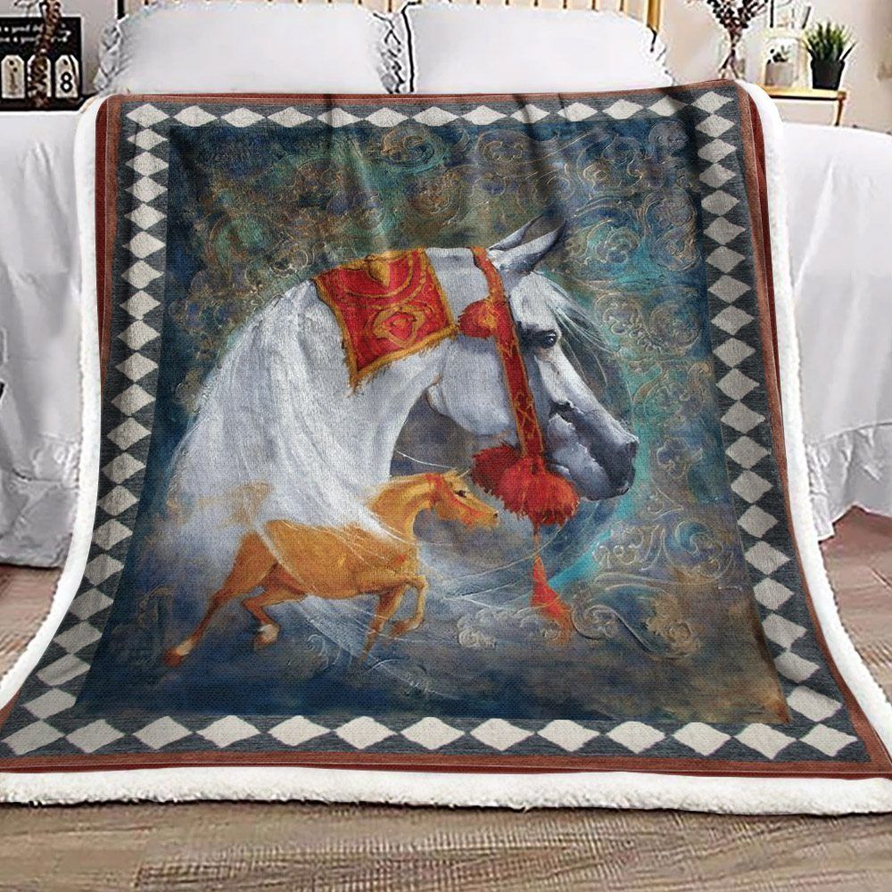 Horse Sherpa Fleece Blanket